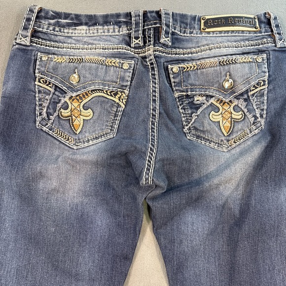 Rock Revival Denim - Rock Revival Abree Easy Skinny Jeans womens 33x31 THICK STITCH WHISKERING